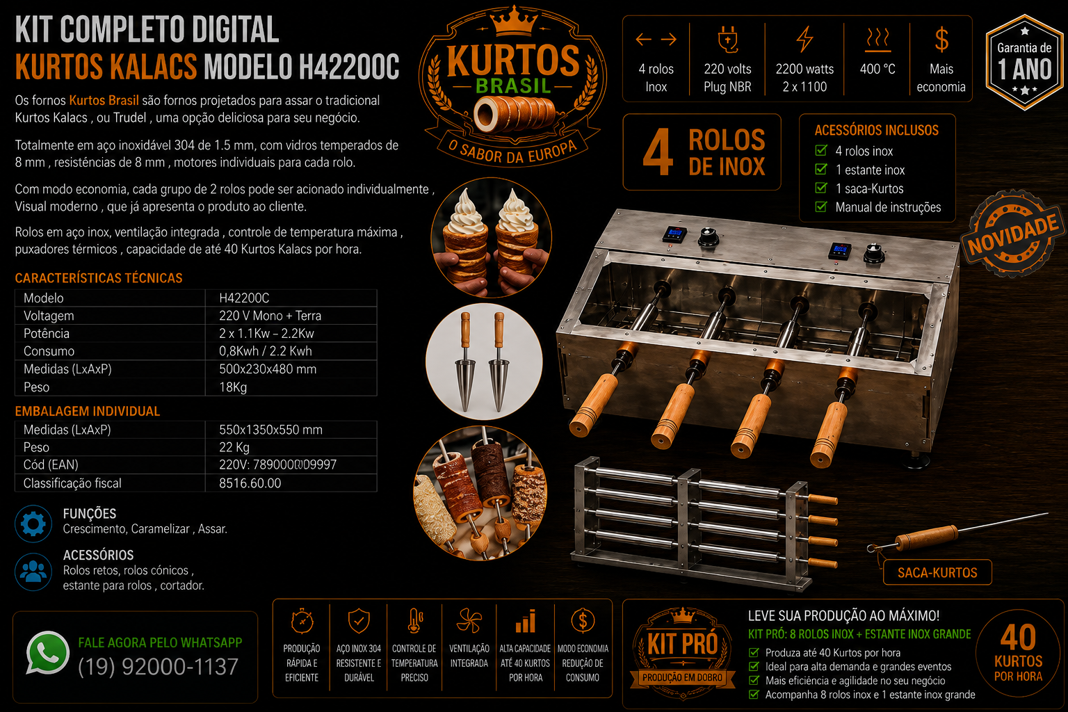 Kurtos Brasil - Forno Horizontal 4 rolos