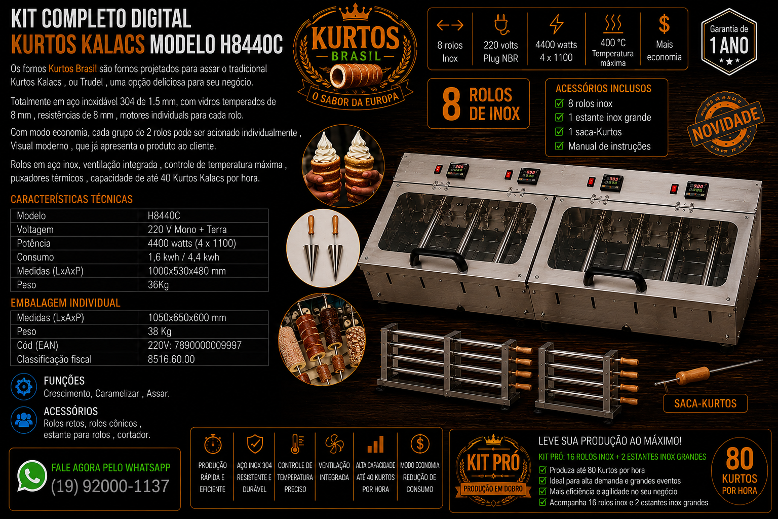Kurtos Brasil - Forno Horizontal 8 rolos
