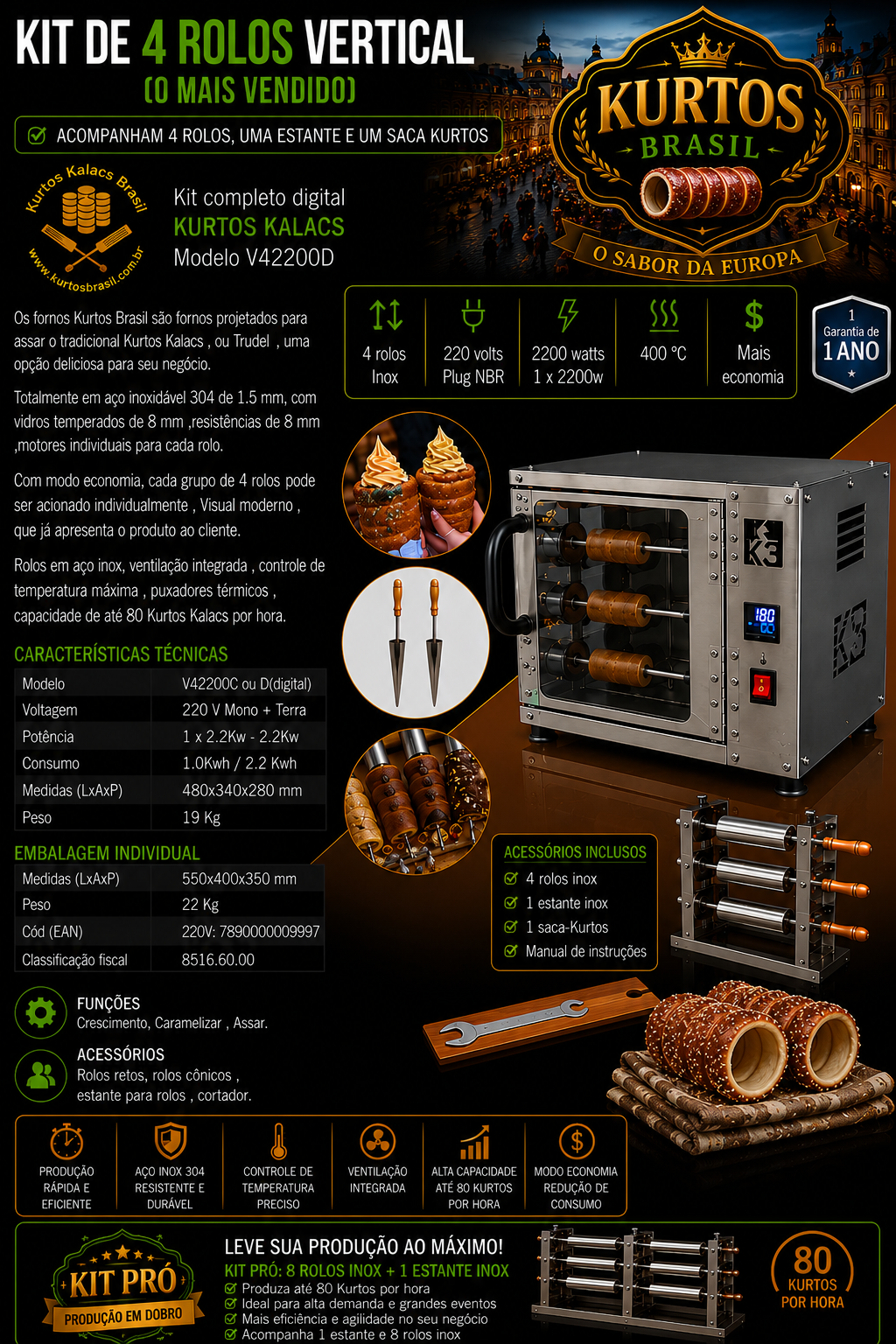 Kurtos Brasil - Forno Vertical 4 rolos